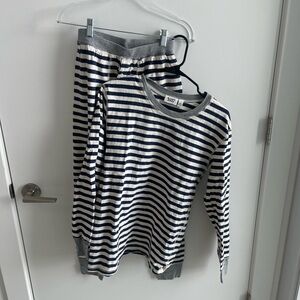 Sleepy Jones Striped Navy and White Pajama Set